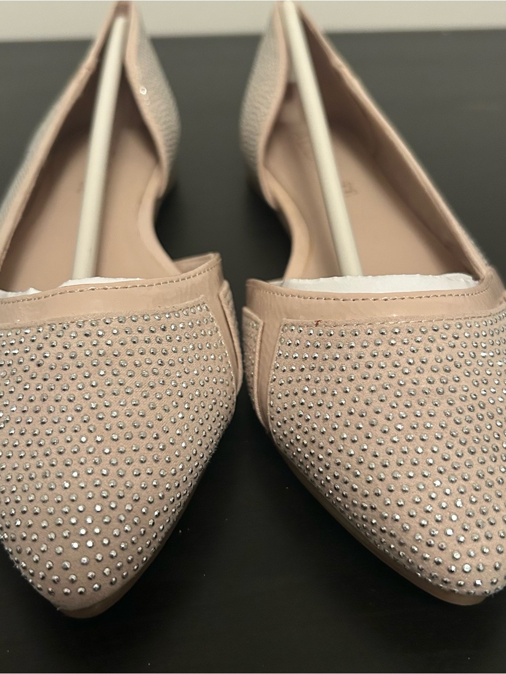 Aldo Pointed Toe Ballet Flats Nude Crystal Studs Brand new in box! Size 7